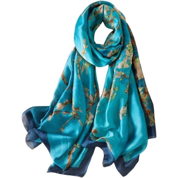 Accessories - Elegant Silk Scarf Shawl for Women Lightweight Floral Satin Scarf Trendy Silky